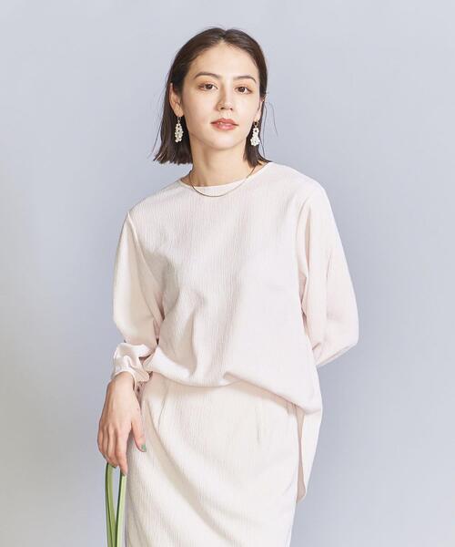 BEAUTY&YOUTH UNITED ARROWS(ビューティーアンドユースユナイテッドアローズ)の「楊柳 ラウンドヘム プルオーバー -ウォッシャブル-(Tシャツ/カットソー・レディース・ネイビー/ベージュ/オフホワイト・FREE)」の7枚目の写真
