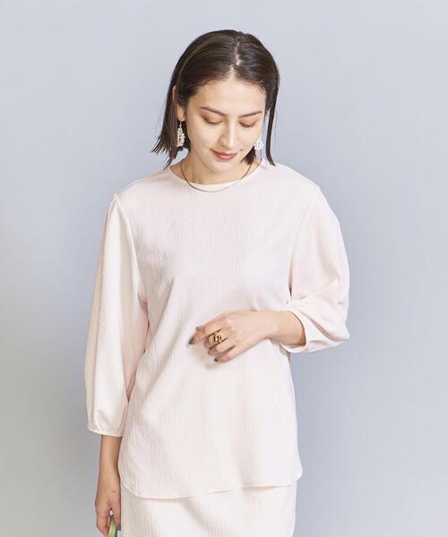 BEAUTY&YOUTH UNITED ARROWS(ビューティーアンドユースユナイテッドアローズ)の「楊柳 ラウンドヘム プルオーバー -ウォッシャブル-(Tシャツ/カットソー・レディース・ネイビー/ベージュ/オフホワイト・FREE)」の8枚目の写真