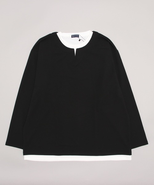 B&T CLUB(ビーティークラブ)の「フェイクレイヤード 長袖 Tシャツ(Tシャツ/カットソー・メンズ・ブラック/ブラウン/カーキ・X3(6L~7L)/X1(3L~4L)/X4(8L~9L)/X2(4L~5L))」の16枚目の写真