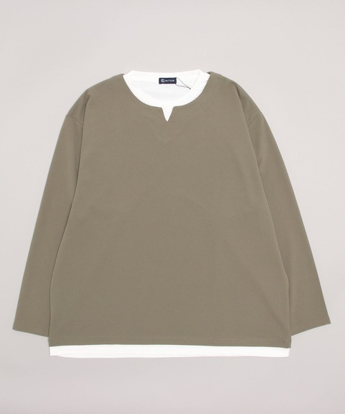 B&T CLUB(ビーティークラブ)の「フェイクレイヤード 長袖 Tシャツ(Tシャツ/カットソー・メンズ・ブラック/ブラウン/カーキ・X3(6L~7L)/X1(3L~4L)/X4(8L~9L)/X2(4L~5L))」の18枚目の写真