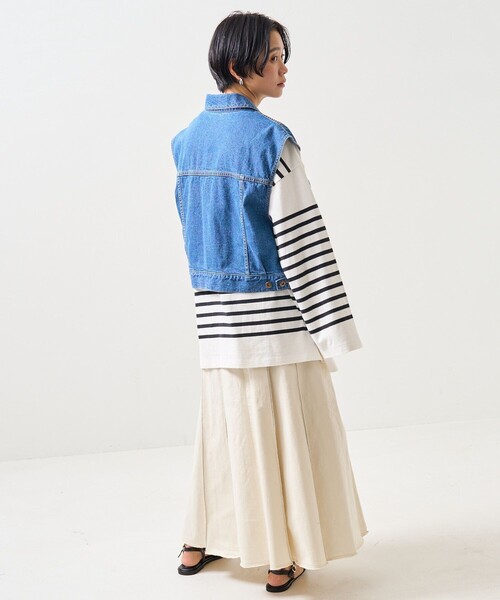 FREAK'S STORE(フリークスストア)の「デニムカモショートベスト(ベスト・レディース・ブルー/カモフラージュ・フリ-)」の6枚目の写真