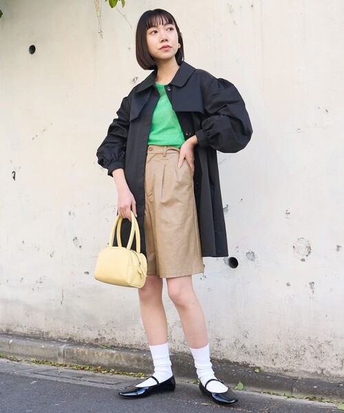 PUBLUX（パブリュクス）の「▽PUBLUX/パブリュクス ヨーク切替ワンピースコート（トレンチコート・レディース・ブラック/ベージュ・ﾌﾘ-）」の3枚目の写真