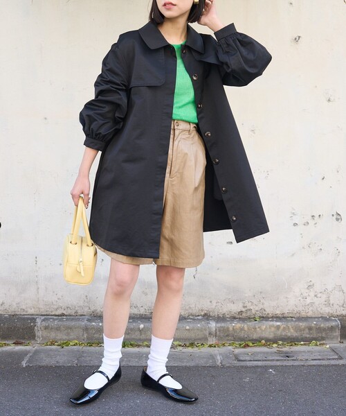 PUBLUX（パブリュクス）の「▽PUBLUX/パブリュクス ヨーク切替ワンピースコート（トレンチコート・レディース・ブラック/ベージュ・ﾌﾘ-）」の4枚目の写真