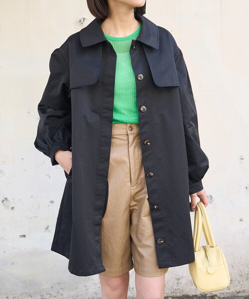 PUBLUX（パブリュクス）の「▽PUBLUX/パブリュクス ヨーク切替ワンピースコート（トレンチコート・レディース・ブラック/ベージュ・ﾌﾘ-）」の8枚目の写真