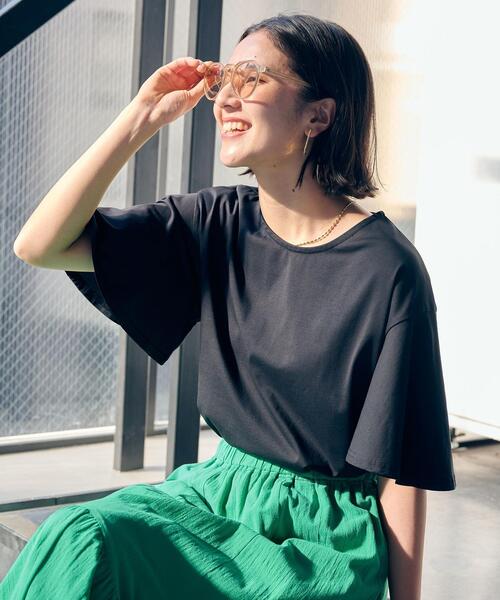 【WEB限定】フレアスリーブプルオーバーカットソー-吸水速乾・接触冷感・マシンウォッシャブル-