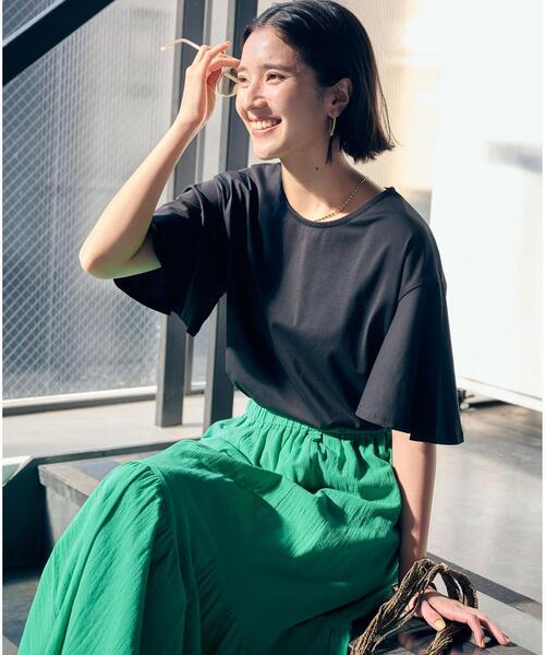 【WEB限定】フレアスリーブプルオーバーカットソー-吸水速乾・接触冷感・マシンウォッシャブル-