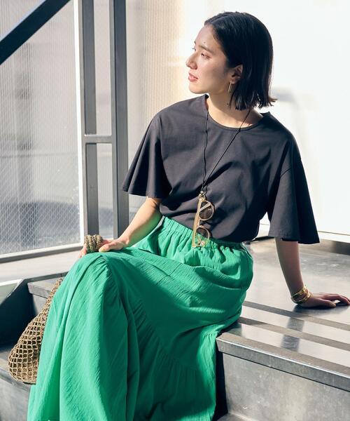 【WEB限定】フレアスリーブプルオーバーカットソー-吸水速乾・接触冷感・マシンウォッシャブル-