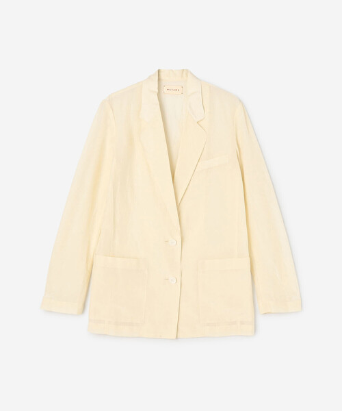 Bshop(ビショップ)の「MEYAME | 〈別注〉コットンシルク ジャケット WOMEN(テーラードジャケット・レディース・ブラック/アイボリー・F)」の17枚目の写真