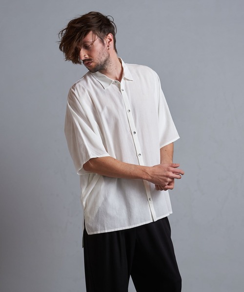 NO ID.（ノーアイディ）の「【NO ID.】Linen Touch Dolman Sleeve Big Shirt / リネン タッチ ドルマン スリーブ ビッグ シャツ（シャツ/ブラウス・メンズ・グリーン/ホワイト/ブラック/グレー/ライトパープル・ONE SIZE）」の18枚目の写真