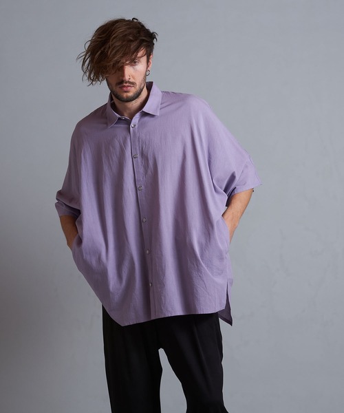 NO ID.（ノーアイディ）の「【NO ID.】Linen Touch Dolman Sleeve Big Shirt / リネン タッチ ドルマン スリーブ ビッグ シャツ（シャツ/ブラウス・メンズ・グリーン/ホワイト/ブラック/グレー/ライトパープル・ONE SIZE）」の20枚目の写真