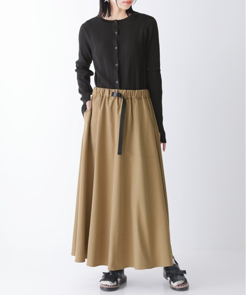 osharewalker（オシャレウォーカー）の「【廃盤】『ツイルフレアスカート』（スカート・レディース・ベージュ/ダークネイビー・FREE）」の5枚目の写真