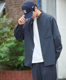 green label relaxing | クリスプツイル ジャストルーズ バンドカラー シャツ -ストレッチ・防シワ・接触冷感・吸水速乾-(シャツ/ブラウス)