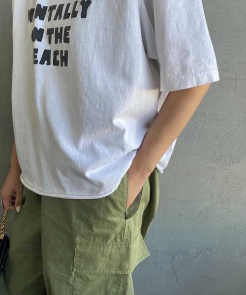 FUNG（ファング）の「[FUNG/ファング] ON THE BEACH カットオフプリントTシャツ（Tシャツ/カットソー・レディース・ホワイト/ダークグリーン・M）」の13枚目の写真