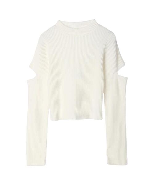 koe(コエ)の「リブ編みカットアウトプルオーバー(ニット/セーター・レディース・ブラック/ライトグリーン/オフホワイト/グレイッシュベージュ・M)」の5枚目の写真