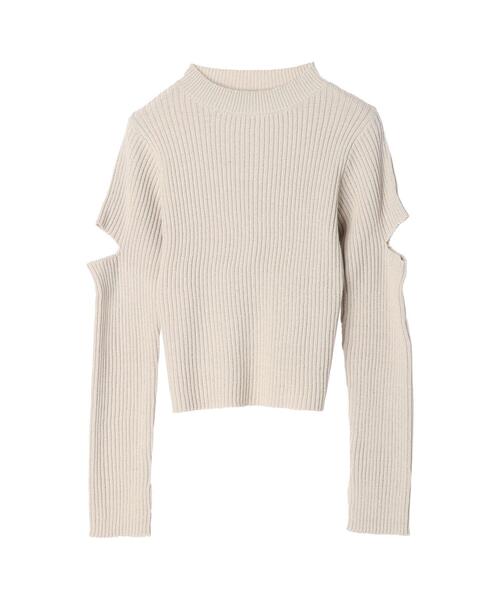 koe(コエ)の「リブ編みカットアウトプルオーバー(ニット/セーター・レディース・ブラック/ライトグリーン/オフホワイト/グレイッシュベージュ・M)」の3枚目の写真