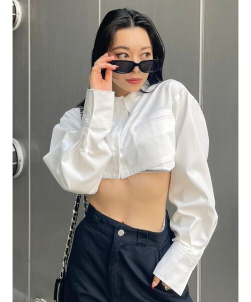 EVRIS（エヴリス）の「ポケットショートシャツ（シャツ/ブラウス・レディース・ホワイト/その他1/ブルー・FREE）」の2枚目の写真