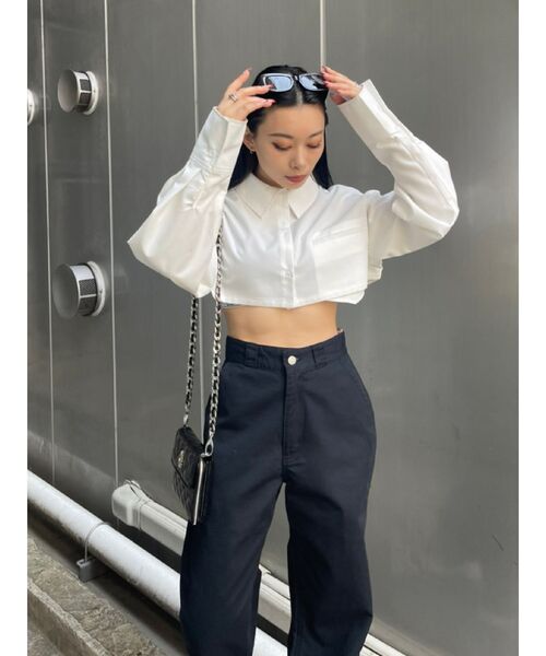 EVRIS（エヴリス）の「ポケットショートシャツ（シャツ/ブラウス・レディース・ホワイト/その他1/ブルー・FREE）」の9枚目の写真