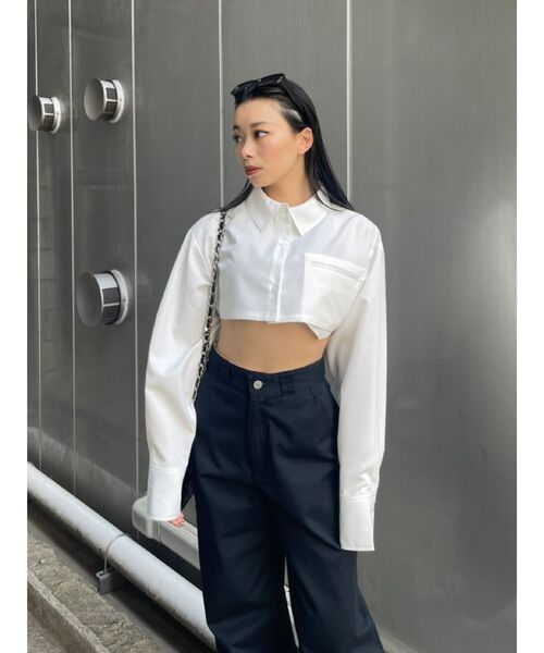 EVRIS（エヴリス）の「ポケットショートシャツ（シャツ/ブラウス・レディース・ホワイト/その他1/ブルー・FREE）」の10枚目の写真