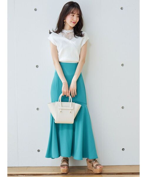 MERCURYDUO（マーキュリーデュオ）の「レースドッキングカシュクールコンパクトニット（ニット/セーター・レディース・パープル/ベビーピンク/オフホワイト/ブラック・FREE）」の12枚目の写真