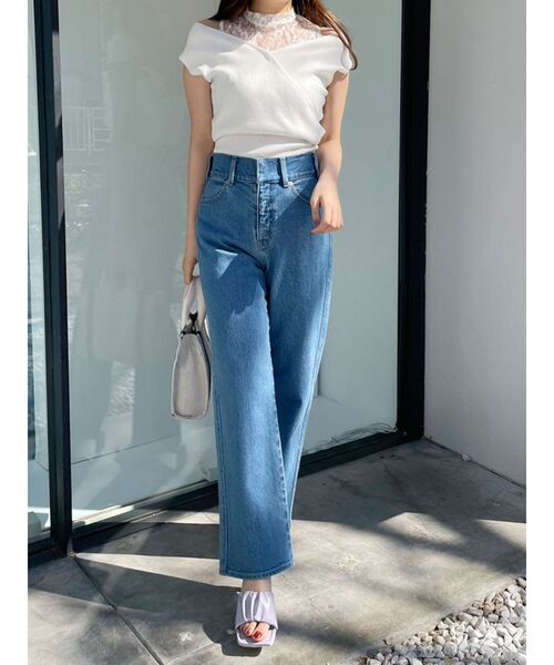 MERCURYDUO（マーキュリーデュオ）の「レースドッキングカシュクールコンパクトニット（ニット/セーター・レディース・パープル/ベビーピンク/オフホワイト/ブラック・FREE）」の17枚目の写真