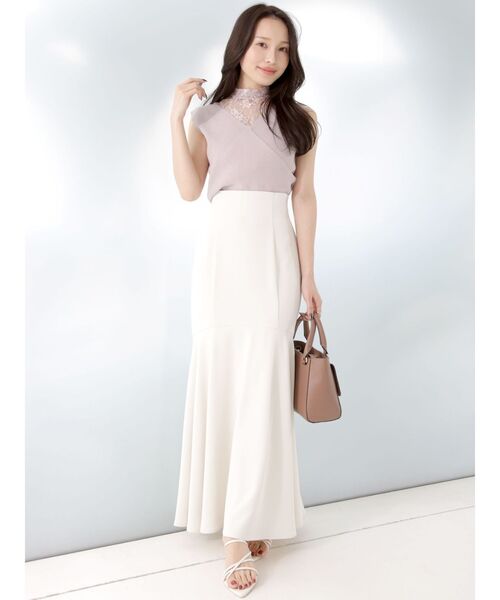 MERCURYDUO（マーキュリーデュオ）の「レースドッキングカシュクールコンパクトニット（ニット/セーター・レディース・パープル/ベビーピンク/オフホワイト/ブラック・FREE）」の22枚目の写真