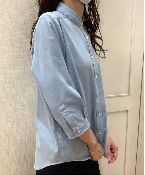 Pitta Re:)（ピッタリ）の「【Pitta Re:)】ふわっとガーゼシャツ 七分袖 綿100% レディースカジュアルシャツ（シャツ/ブラウス・レディース・ライトブルー・M/L/S/LL）」の7枚目の写真