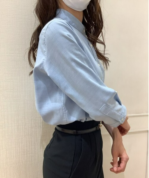 Pitta Re:)（ピッタリ）の「【Pitta Re:)】ふわっとガーゼシャツ 七分袖 綿100% レディースカジュアルシャツ（シャツ/ブラウス・レディース・ライトブルー・M/L/S/LL）」の5枚目の写真