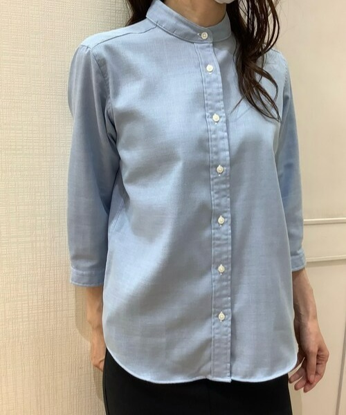 Pitta Re:)（ピッタリ）の「【Pitta Re:)】ふわっとガーゼシャツ 七分袖 綿100% レディースカジュアルシャツ（シャツ/ブラウス・レディース・ライトブルー・M/L/S/LL）」の6枚目の写真