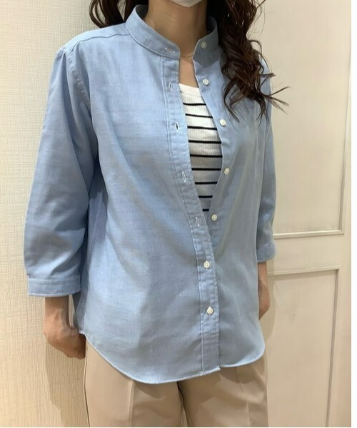 Pitta Re:)（ピッタリ）の「【Pitta Re:)】ふわっとガーゼシャツ 七分袖 綿100% レディースカジュアルシャツ（シャツ/ブラウス・レディース・ライトブルー・M/L/S/LL）」の10枚目の写真