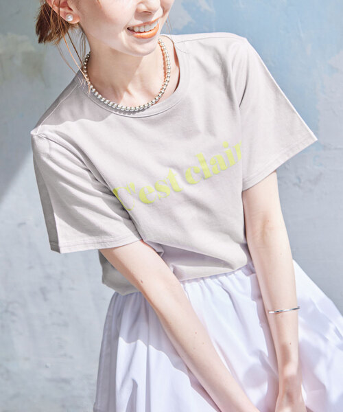SLOBE IENA(スローブイエナ)の「40/2 ロゴTee(Tシャツ/カットソー・レディース・チャコールグレー/ライトグレー/ホワイト・FREE)」の3枚目の写真