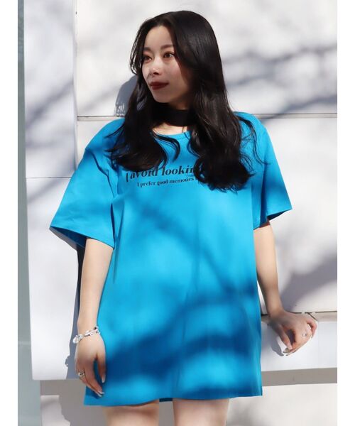 EVRIS(エヴリス)の「チョーカーデザインTシャツ(Tシャツ/カットソー・レディース・ブラック/オレンジ/ブルー・FREE)」の3枚目の写真