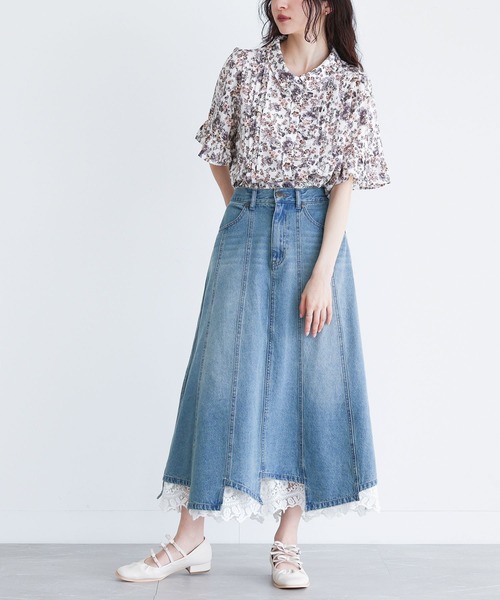 osharewalker（オシャレウォーカー）の「『花柄フレア袖ブラウス』（シャツ/ブラウス・レディース・オフホワイト/ブラック・1/2）」の8枚目の写真