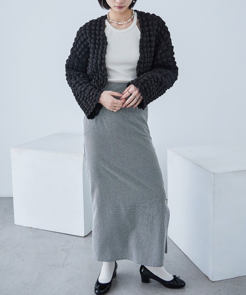 Fashion Letter(ファッションレター)の「ぽこぽこショートボレロ(カーディガン/ボレロ・レディース・ブラック/オフホワイト/イエロー/ブルー・M)」の21枚目の写真