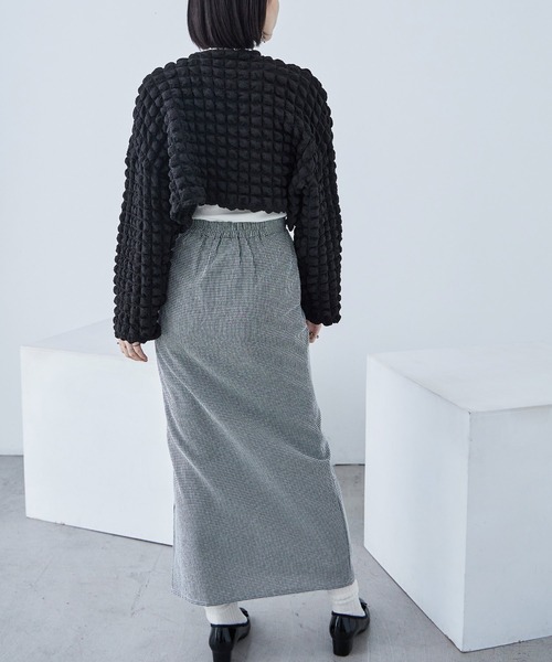 Fashion Letter(ファッションレター)の「ぽこぽこショートボレロ(カーディガン/ボレロ・レディース・ブラック/オフホワイト/イエロー/ブルー・M)」の12枚目の写真