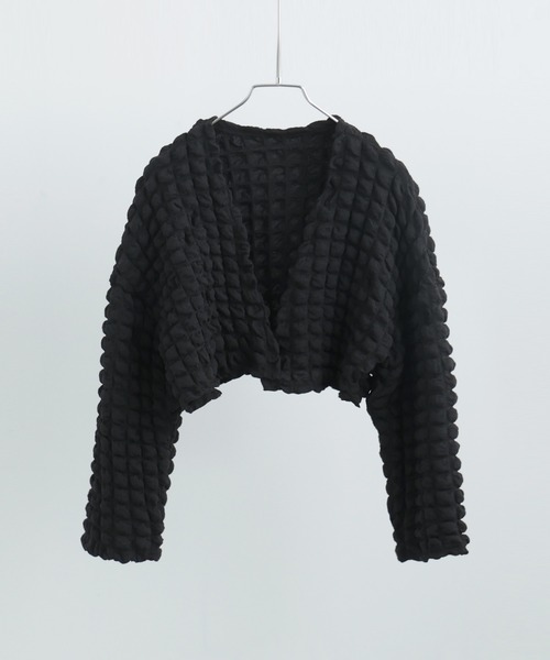 Fashion Letter(ファッションレター)の「ぽこぽこショートボレロ(カーディガン/ボレロ・レディース・ブラック/オフホワイト/イエロー/ブルー・M)」の22枚目の写真