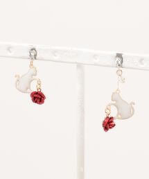 GGD SELECT（ジージーディー　セレクト）の「すわりネコ アルミバラ ノンホール樹脂イヤリング金属アレルギー対応 ホワイト[ACCACC]（イヤリング）」