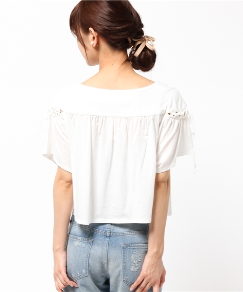 Khaju(カージュ)の「Khaju:レースアッププルオーバー(Tシャツ/カットソー・レディース・ホワイト/ライトグレー・ONE SIZE)」の7枚目の写真