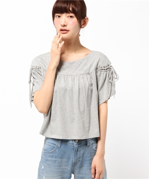 Khaju(カージュ)の「Khaju:レースアッププルオーバー(Tシャツ/カットソー・レディース・ホワイト/ライトグレー・ONE SIZE)」の11枚目の写真