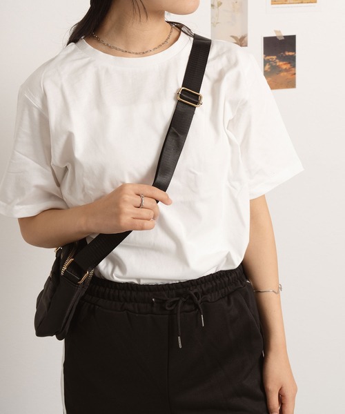 NinaetLina（ニナエリナ）の「クルーネック無地半袖Tシャツ（Tシャツ/カットソー・レディース・チャコールグレー/ピンク/ブラック/ホワイト・L/XL/M）」の6枚目の写真