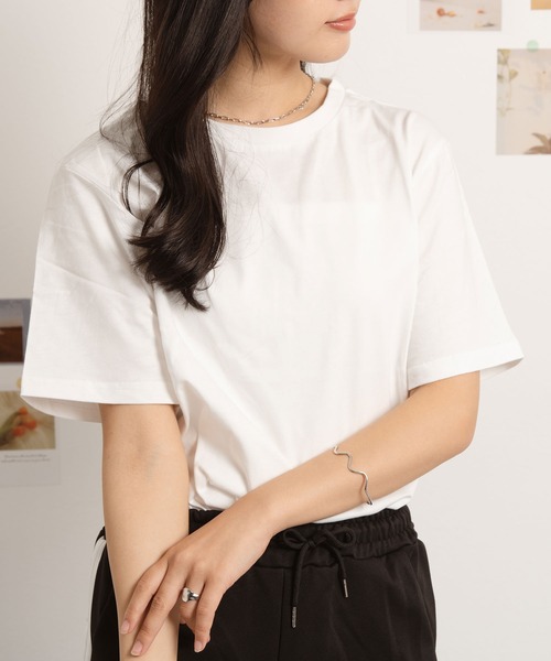 NinaetLina（ニナエリナ）の「クルーネック無地半袖Tシャツ（Tシャツ/カットソー・レディース・チャコールグレー/ピンク/ブラック/ホワイト・L/XL/M）」の12枚目の写真