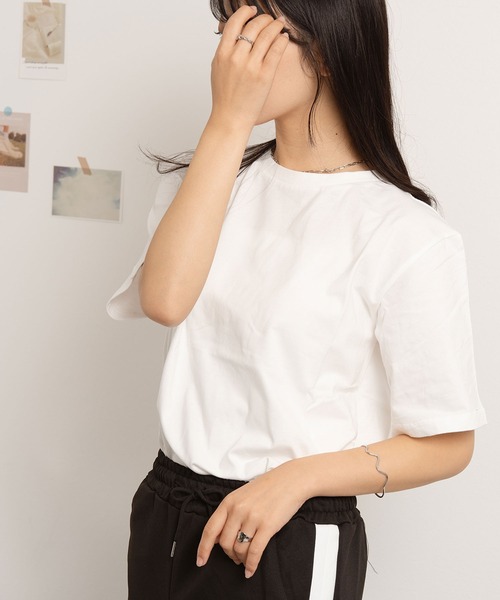NinaetLina（ニナエリナ）の「クルーネック無地半袖Tシャツ（Tシャツ/カットソー・レディース・チャコールグレー/ピンク/ブラック/ホワイト・L/XL/M）」の15枚目の写真