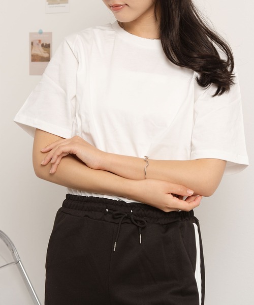 NinaetLina（ニナエリナ）の「クルーネック無地半袖Tシャツ（Tシャツ/カットソー・レディース・チャコールグレー/ピンク/ブラック/ホワイト・L/XL/M）」の13枚目の写真