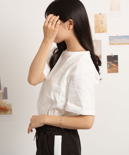 NinaetLina（ニナエリナ）の「クルーネック無地半袖Tシャツ（Tシャツ/カットソー・レディース・チャコールグレー/ピンク/ブラック/ホワイト・L/XL/M）」の17枚目の写真