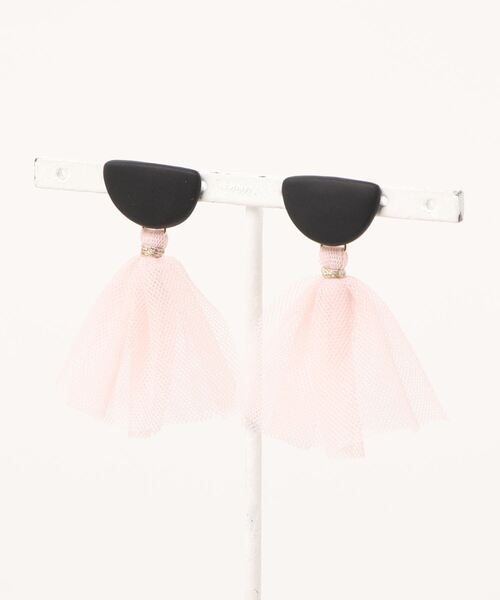 tone(トーン)の「【atelier*mio】クレイ × ソフトチュール pierce(ピアス(両耳用)・レディース・ホワイト/ピンク/ミント/ブラック/イエロー・FREE)」の3枚目の写真