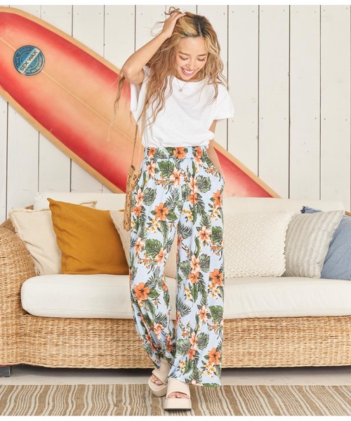 anap mimpi（アナップミンピ）の「アロハ柄ワイドパンツ（その他パンツ・レディース・ライトブルー/ブラウン/ネイビー・FREE）」の5枚目の写真