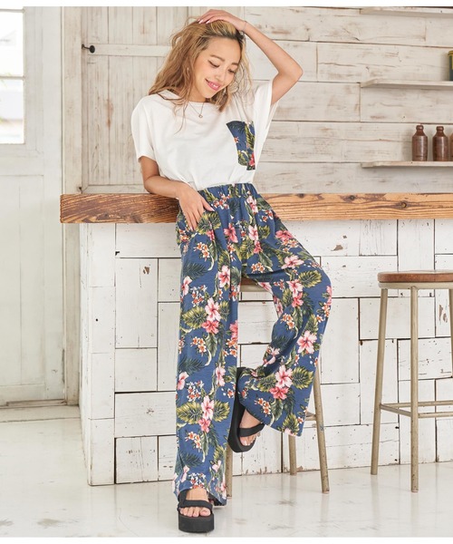 anap mimpi（アナップミンピ）の「アロハ柄ワイドパンツ（その他パンツ・レディース・ライトブルー/ブラウン/ネイビー・FREE）」の12枚目の写真