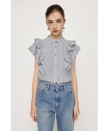 SEERSUCKER FRILL TOPS シアサッカー フリル トップス ブラウス シャツ フェミニン