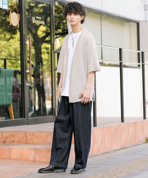 ADMIX/ATELIER SAB MEN（アドミックスアトリエサブメン）の「麻コットン サマーニット  / オーバーサイズ ルーズカーディガン（5分袖）（カーディガン/ボレロ・メンズ・ライトベージュ/ブルーグレー/ライトグレー/チャコールグレー・48/50/52）」の8枚目の写真