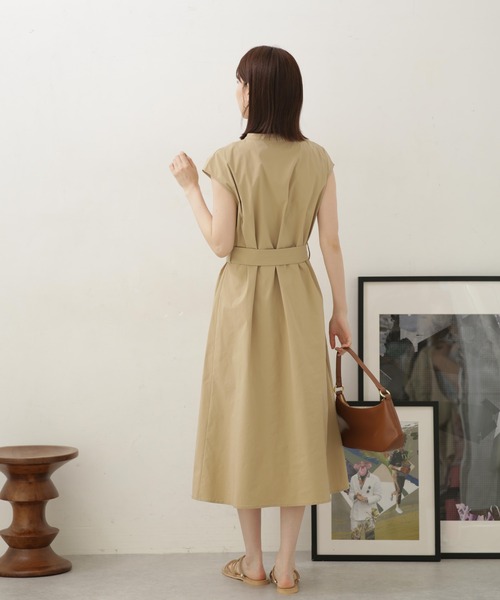 LB.04/ナイロンストレッチポプリンスキッパーノースリーブワンピース