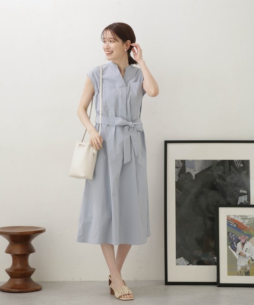 LB.04/ナイロンストレッチポプリンスキッパーノースリーブワンピース